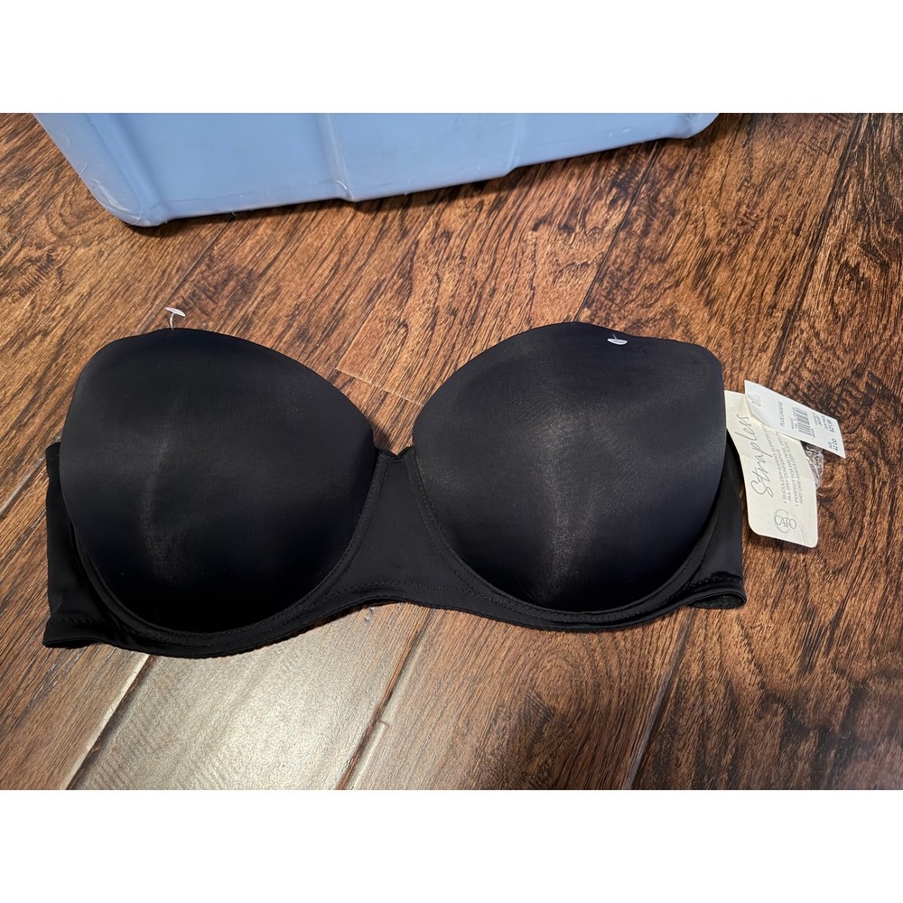 Cato Plus Lingerie Black Strapless Underwire Bra 42DD NWT